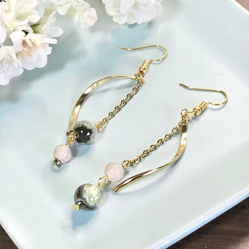 クロライト デザイン ピアス ハンドメイド 普段使い 春 夏 秋 冬