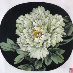 　牡丹　白牡丹　水墨画　細密画　絵画 3枚目の画像