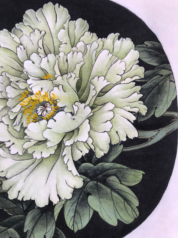　牡丹　白牡丹　水墨画　細密画　絵画 2枚目の画像