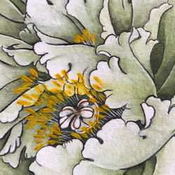 　牡丹　白牡丹　水墨画　細密画　絵画 5枚目の画像