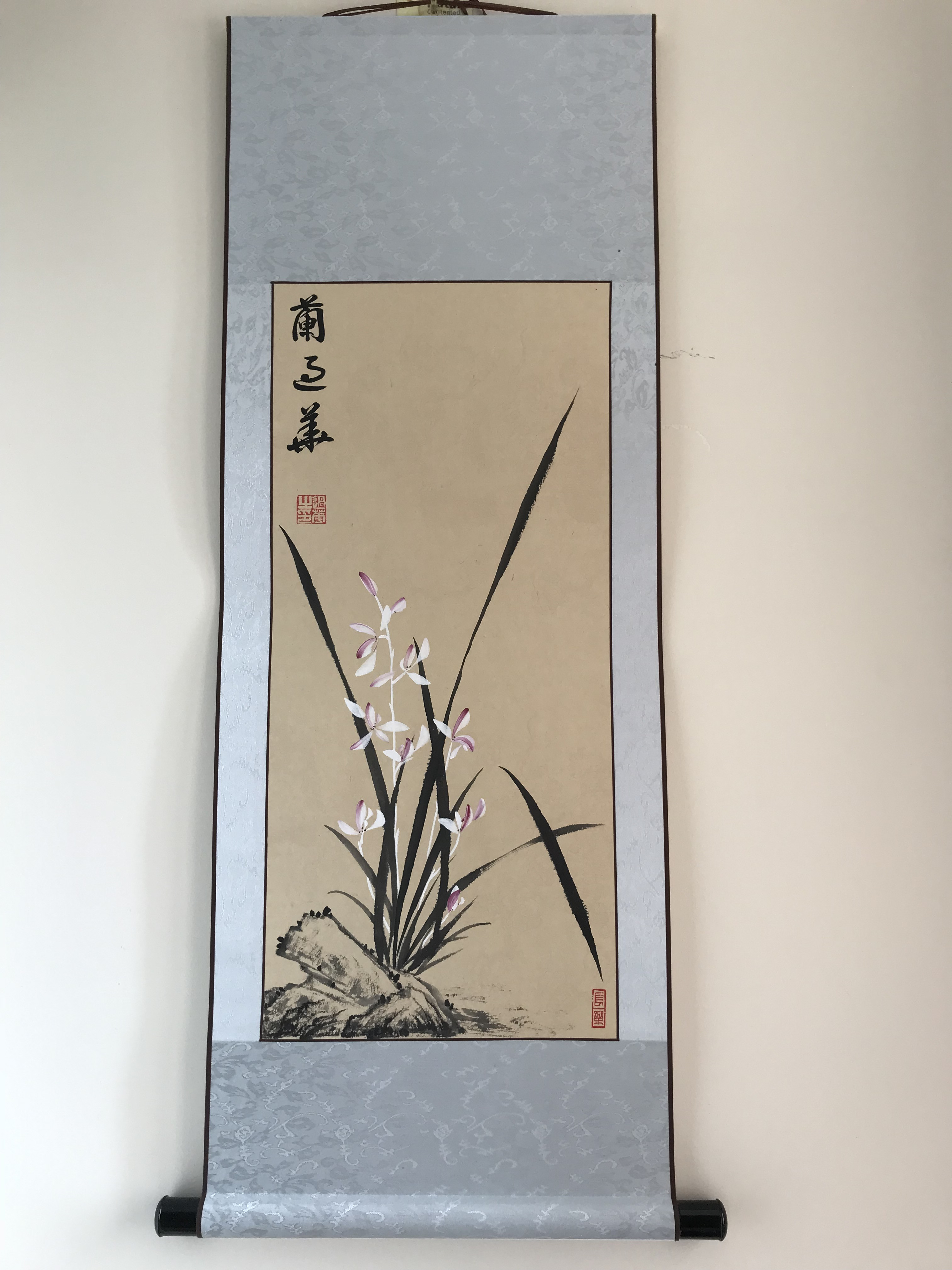 期間限定セール 中国水墨画 掛け軸 蘭 深谷香蘭 墨絵 絵画
