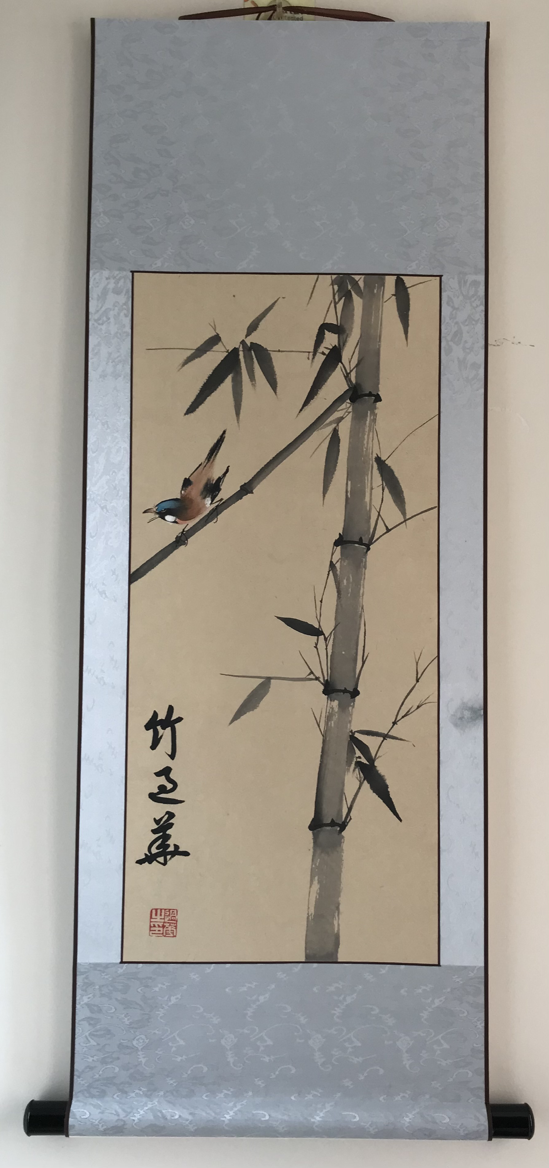 竹 小鳥 掛け軸 絵画 花鳥 絵画 こたつ 通販 17920348｜Creema