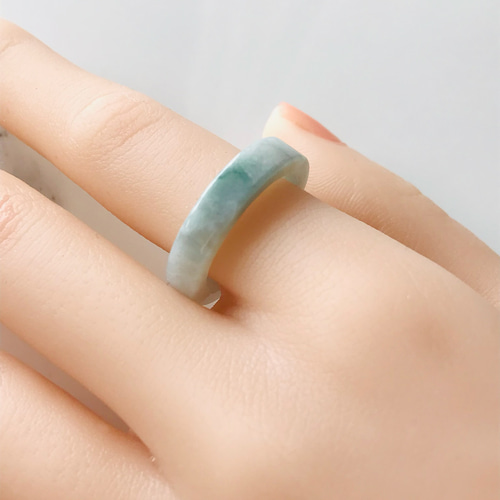 R300-0101］ ジェイド JADE ヒスイ 本翡翠 くりぬき リング 天然石 