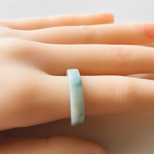R300-0101］ ジェイド JADE ヒスイ 本翡翠 くりぬき リング 天然石 
