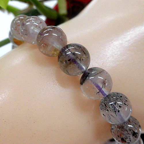 天然石 スーパーセブン8.9～9.4mm玉ブレスレット 内周：約18.3cm  