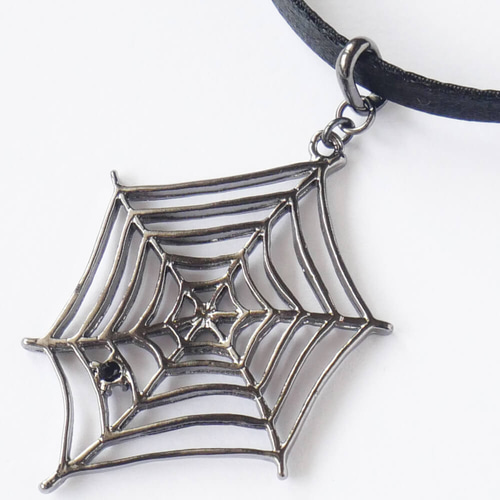 ハロウィン スパイダー 蜘蛛の巣 サテン チョーカー レディース