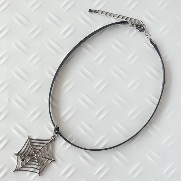 ハロウィン スパイダー 蜘蛛の巣 サテン チョーカー レディース