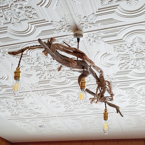 ハンドメイド 流木ライト W Bulb Roots pendantlight ペンダントライト 糸島市 / WOOD