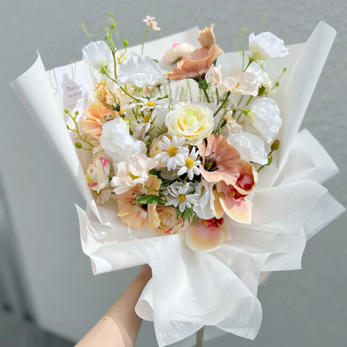 韓国っぽ♡ふわふわ枯れない花束 アーティフィシャルフラワー 韓国