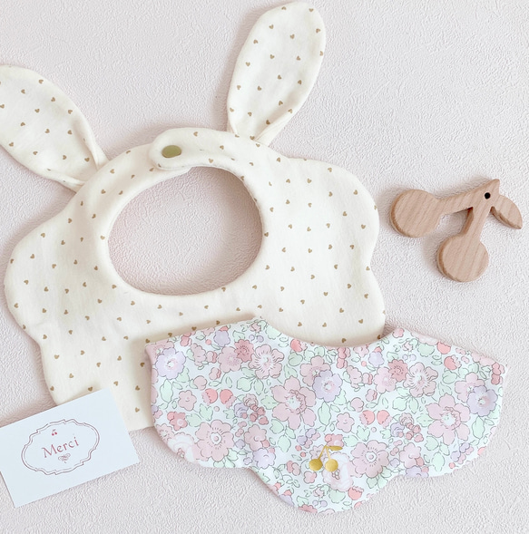 うさ耳スタイᙏ̤̫もくもく スタイ set スタイ・よだれかけ mimimi 通販