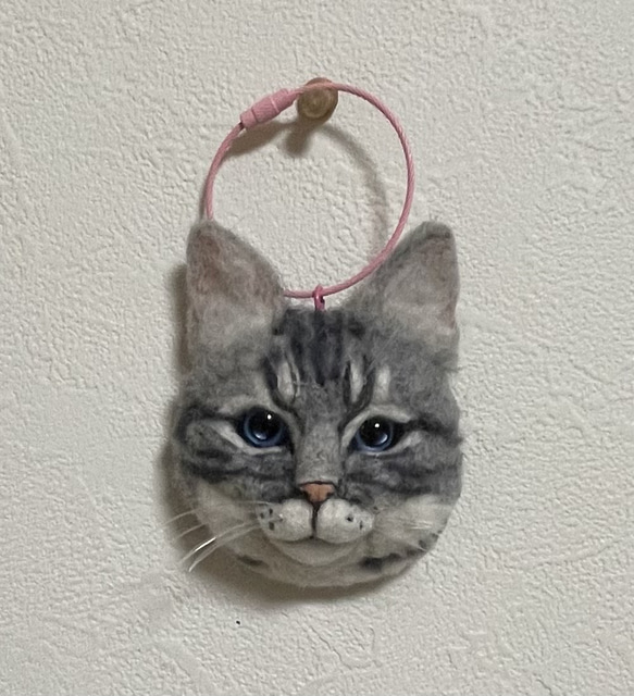 羊毛フェルト アメリカンショートヘア 猫 ブローチ キーホルダー