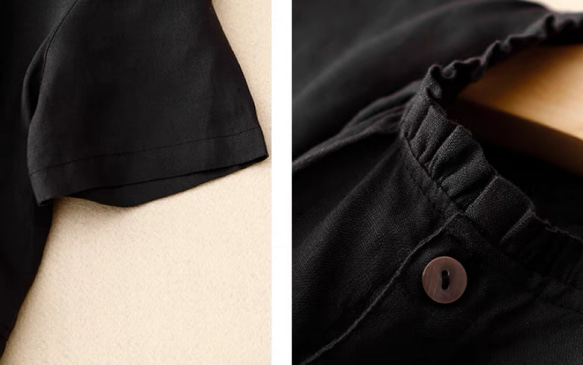 綿麻◆夏◆ワンピース◆コットンリネン◆通勤◆通学◆ブラック 2枚目の画像