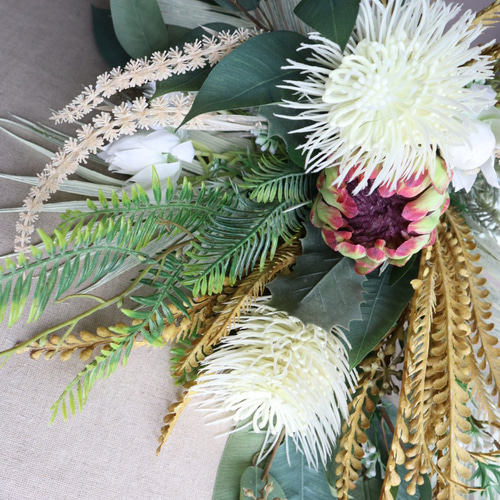 ホワイト・グリーンブーケLサイズ ワイルドフラワーアフリカの花