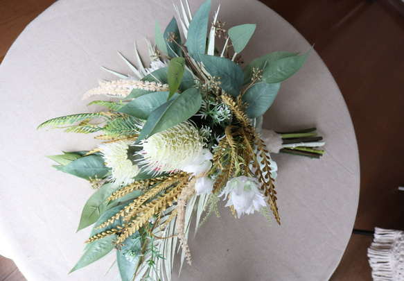 ホワイト・グリーンブーケLサイズ ワイルドフラワーアフリカの花