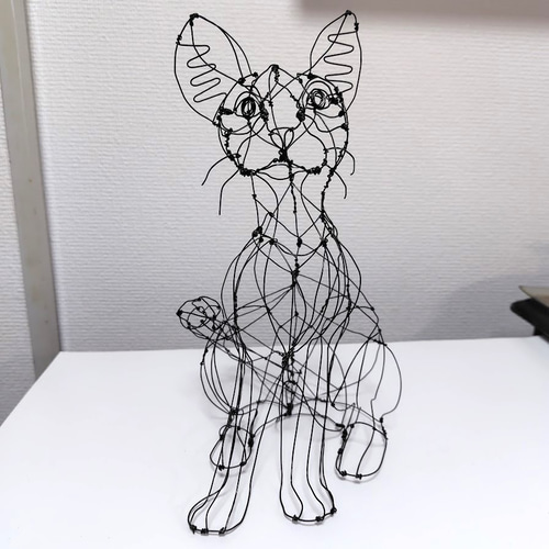 ワイヤークラフト＊半立体＊ねこ 猫 インテリア オブジェ #a ネコ ワイヤーアート 立体・オブジェ YAN 通販 17921571｜Creema