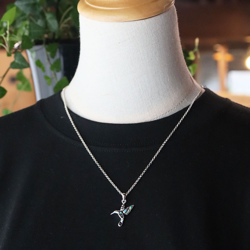 ♪期間限定特典♪【幸せを運ぶ】 SV925 アバロンシェル ハーミングバード ペンダント