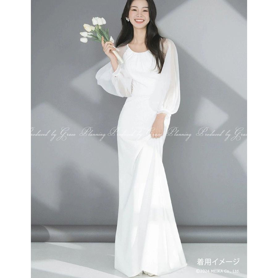 ウェディングドレス ウエディング 結婚式 前撮り　袖付きスレンダー シンプル 長袖 ファスナー 花嫁 gcd_80039