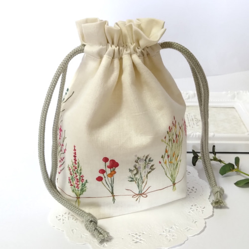 マチ付き》巾着ポーチ・スワッグ ＃n687 巾着袋 natura-drop 通販