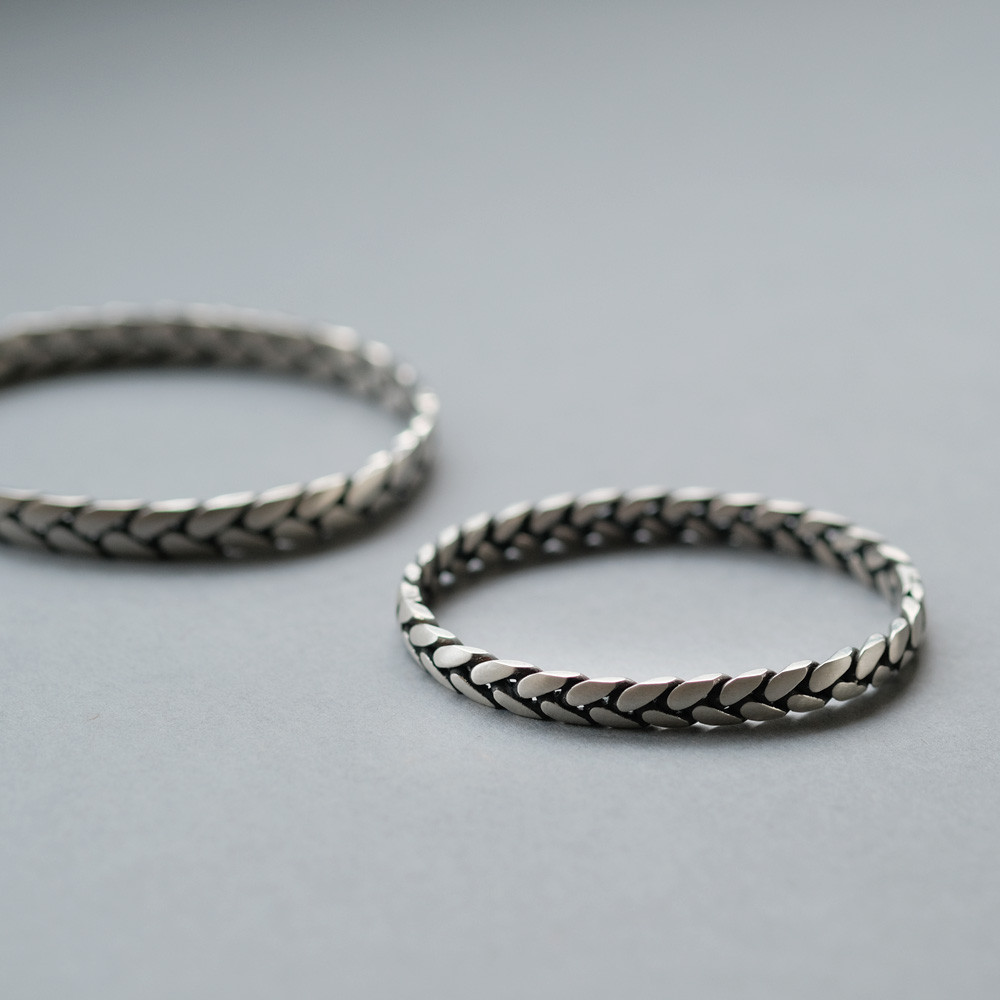 2コset) ロープ ペア バングル シルバー925