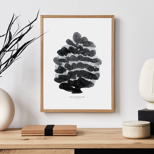 オリジナル　北欧ポスター 北欧テキスタイル《Pinecone》インテリアポスター A4 (色紙