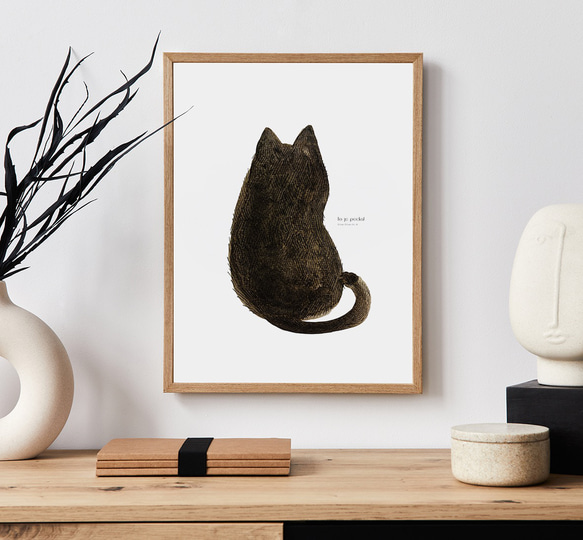 北欧テキスタイル《Cat》インテリアポスター A4 (色紙サイズ・A3に変更