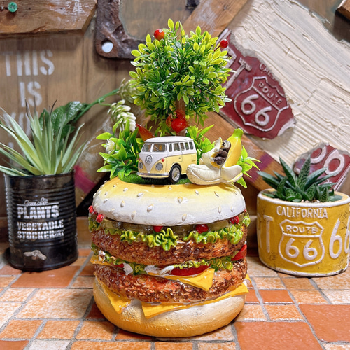 速くおよび自由な アメリカン ダイナー ディスプレイプランター HAMBURGERS 置物