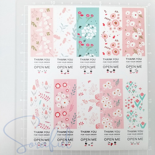 40枚】パッケージステッカー 梱包 シール フラワー 花 （10枚x4シート