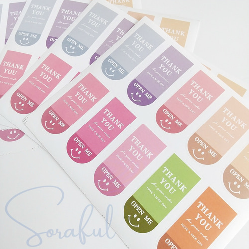 40枚】カラフル パッケージステッカー 梱包 シール 40枚（10枚x4