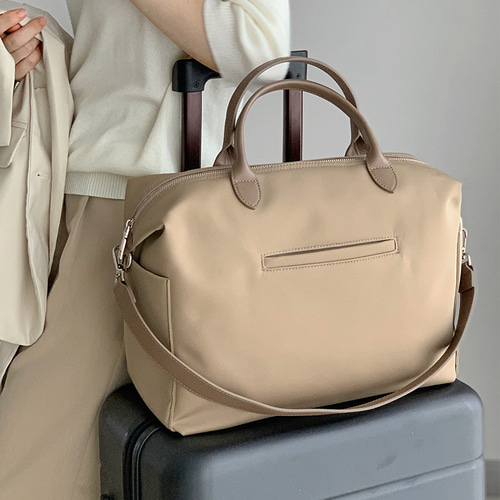 オリジナルデザイン手縫い大容量ボストンバッグ ナイロン本革旅行