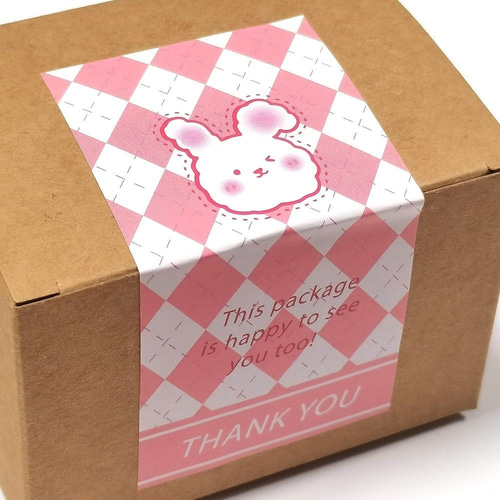 30枚】パッケージステッカー 梱包 シール チェック 動物 30枚（10枚x3