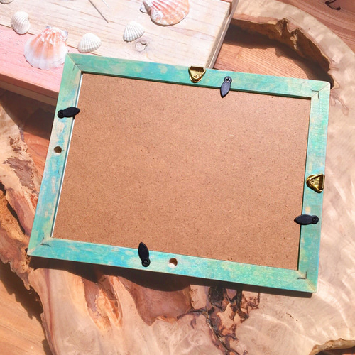 人魚イラスト & マーブリング 木製フォトフレーム 2L【Mermaid】水彩