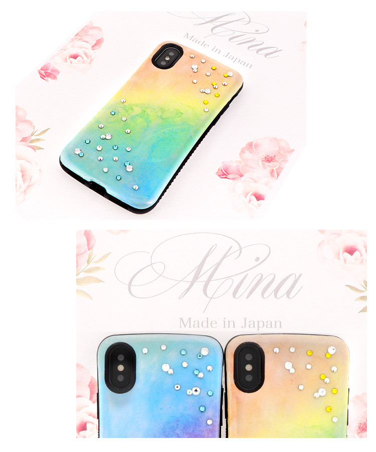 オーロラグラデーションのスマホケース 送料無料 Xperia iPhone Android キラキラ 耐衝撃hj-002