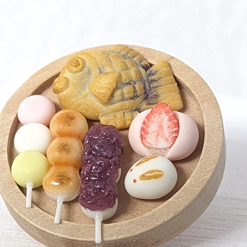 受注生産] 和菓子盛り合わせ ヘアゴム ミニチュア スイーツ フェイク 