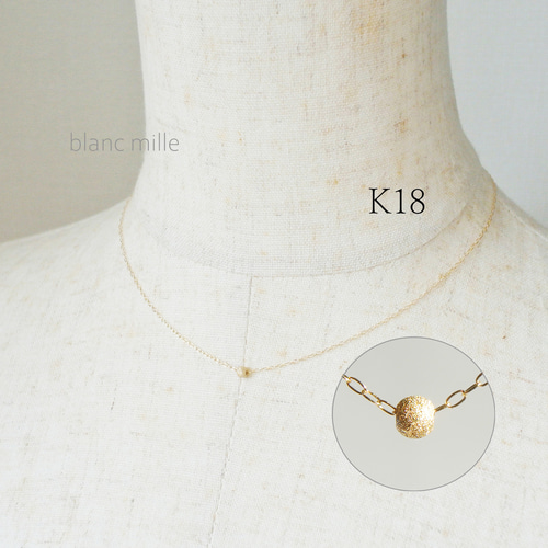 No.nb-0.9s3○*K18 シンプル ダイヤモンドダストビーズ ネックレス