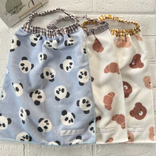 5枚セットおりこうエプロン いたく 保育園 タオルエプロン  