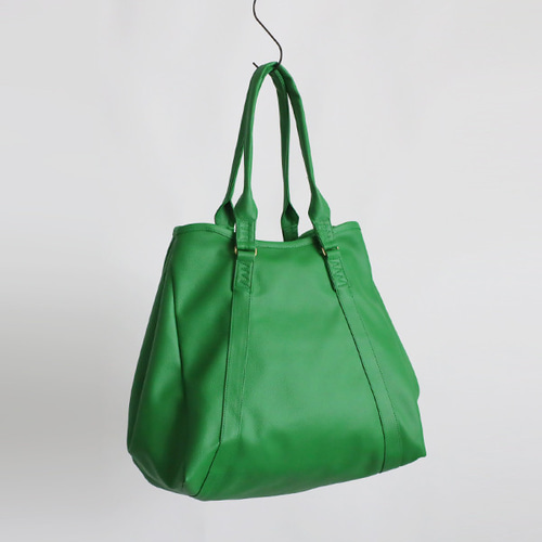 オリーブグリーンとブラウンのトートバッグ　本革　数回使用の美品 オリーブグリーンとブラウンのトートバッグ 本革 数回使用の美品