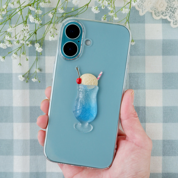 全機種対応 クリームソーダ ブルー iPhoneケース ブルーハワイ クリア