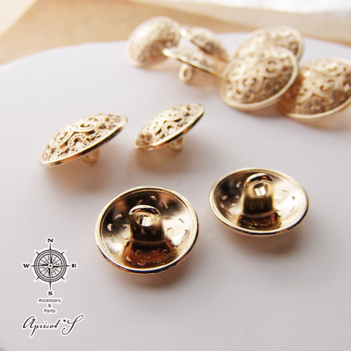 6個】約15・18mm 透かし 模様 ボタン パーツ 金具 ( ゴールド 6個】約15・18mm 透かし 模様 ボタン パーツ 金具 ( ゴールド