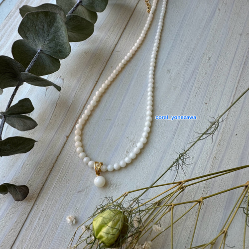 送料無料】ホワイトコーラル アレンジ 多機能ネックレス ネックレス