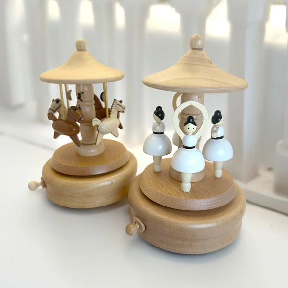 木製 オルゴール 君をのせて 天空の城 インテリア 回転木馬バレリーナ