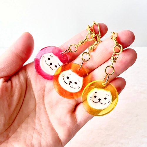 フェイクスイーツ キャンディ キーホルダー ねこ チャーム