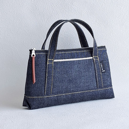 デニムトートバッグ型ポーチ☆大容量ペンケース (インディゴ) ポーチ