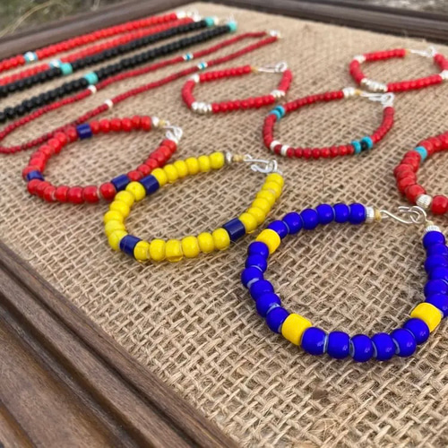 ホワイトハーツブレスレット 5mm玉 ホワイトハート×ターコイズ