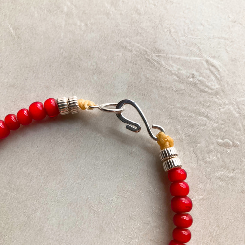 ホワイトハーツブレスレット 5mm玉 ホワイトハート×ターコイズ