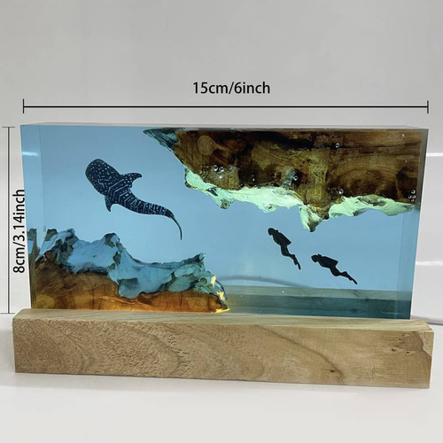 レジンランプ　海　ナイトランプ　ジンベエザメ　ダイビング　アート　インテリア レジンランプ 海のランプ ナイトランプ ジンベイザメ ダイビング