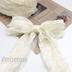 リボン装飾アイボリー　アンテプリマ シフォン フリル ワイド リボン（Ivory / アイボリー ）80mm ×50cm