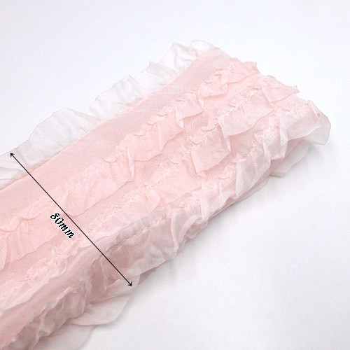 シフォン フリル ワイド リボン（Baby Pink / ベビーピンク