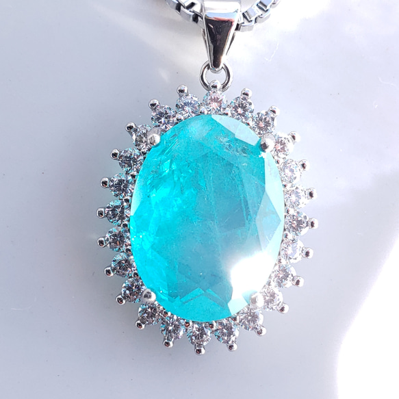 パライバトルマリン　スプーン　ペンダントヘッドのみ SummerSale☆ ブラジルブルー パライバトルマリン 人工宝石 12x16mm