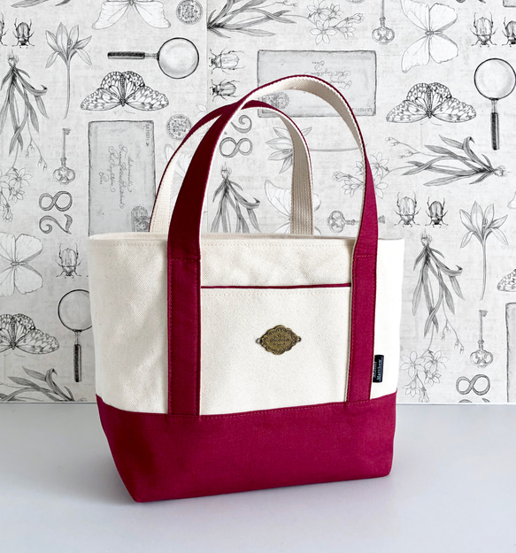 帆布×コットンリネン》Elegant Tote ― クラシックレッド｜A5サイズ