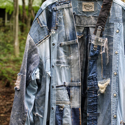 SAYOCAFEダメージテイストのオーバーサイズ半纏ジャケット コート  